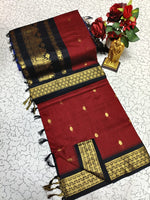 Kalyani Cotton Saree β Maroon with Black Border
