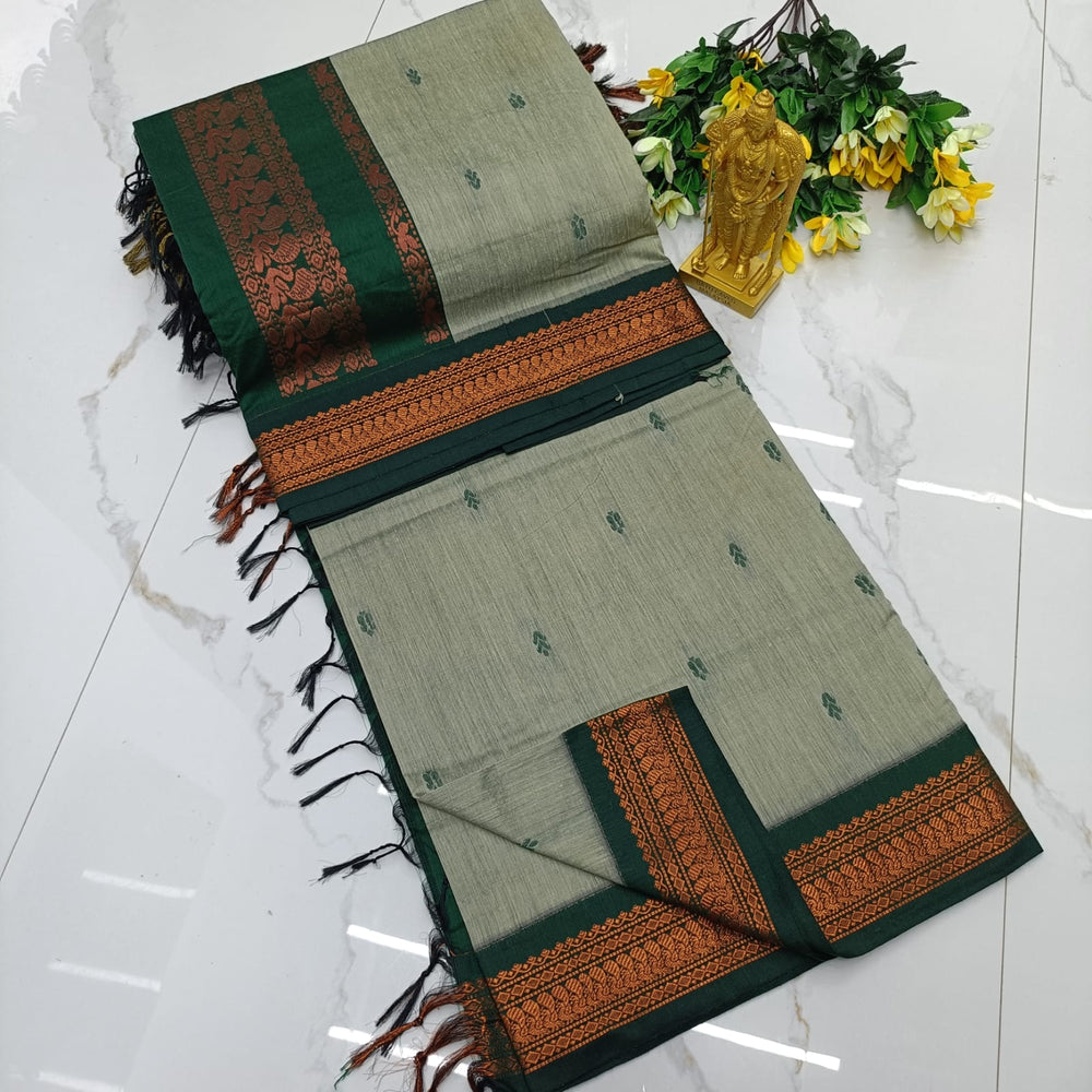 Kalyani Cotton Saree – Sage Green