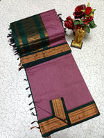 Kalyani Cotton Saree - Mauve & Bottle Green